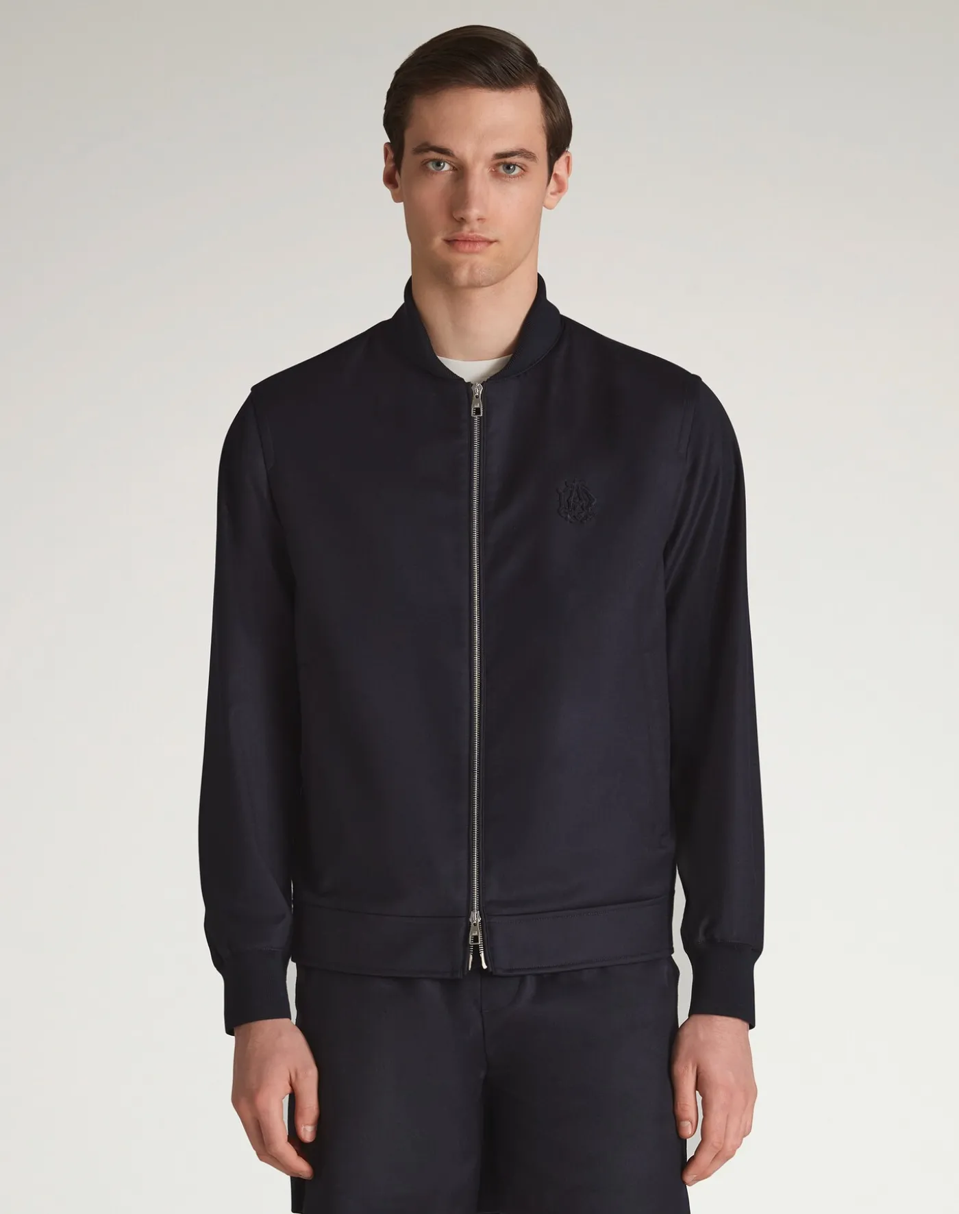 Athluxury Wool Cashmere Flannel Bomber Jacket