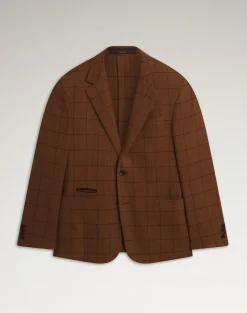 Camel Windowpane Cavendish Single Breasted Sports Coat