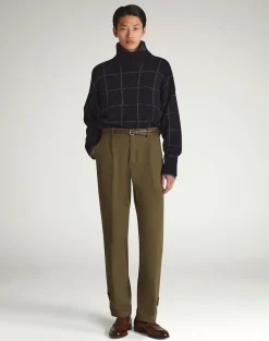 Cashmere Check Intarsia High Neck Jumper