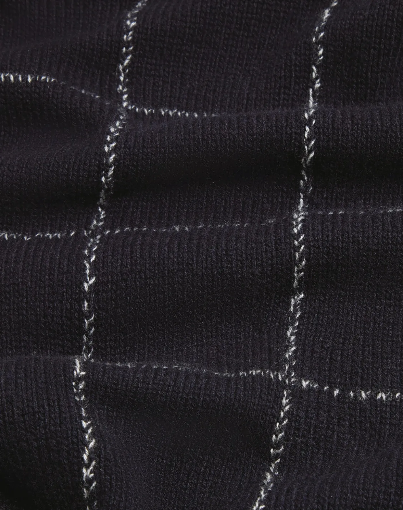 Cashmere Check Intarsia High Neck Jumper