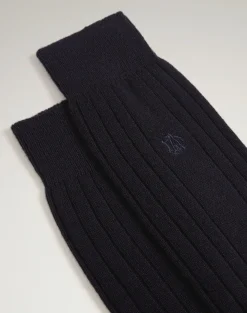 Cashmere Ribbed Cypher Embroidered Sock