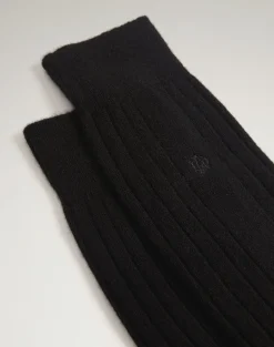 Cashmere Ribbed Cypher Embroidered Sock