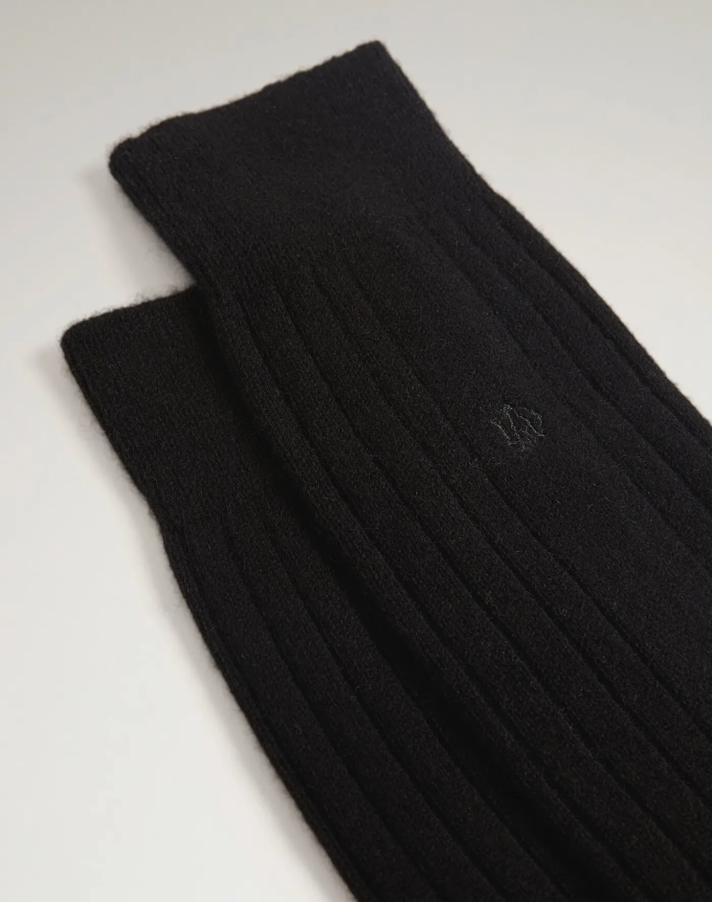 Cashmere Ribbed Cypher Embroidered Sock
