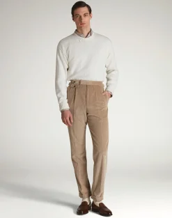 Cotton Cashmere Corduroy Double Pleated Trousers