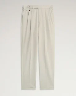 Cotton Cashmere Double Pleated Trousers