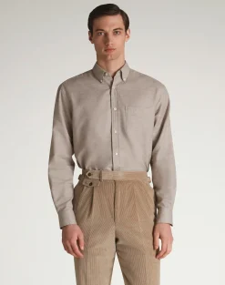 Cotton Cashmere Long Sleeve Button Down Shirt