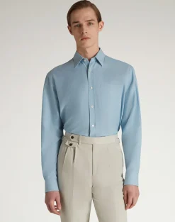 Cotton Cashmere Oxford Long Sleeve Point Collar Shirt