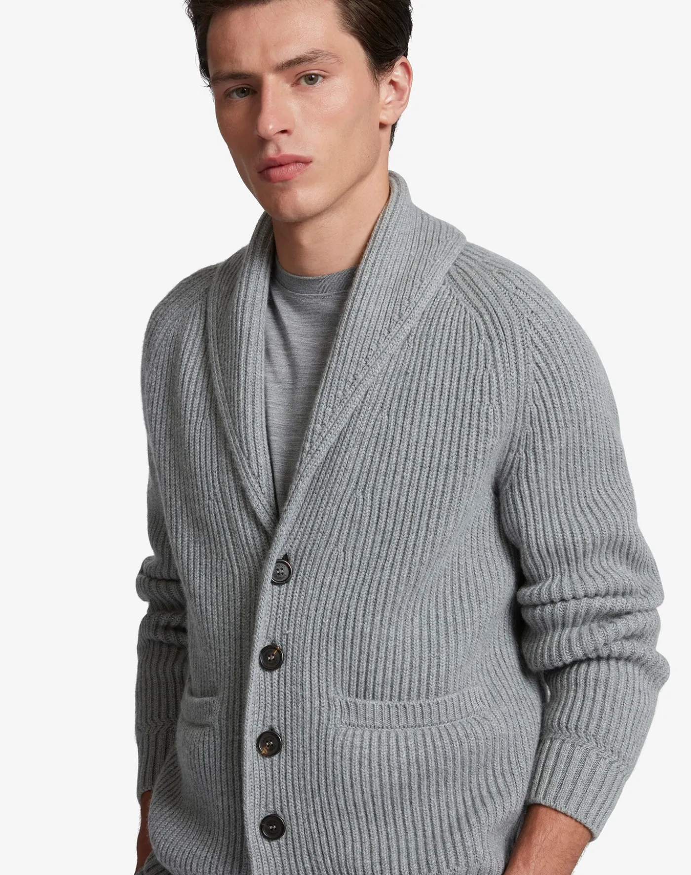 Cotton Cashmere Shawl Collar Cardigan