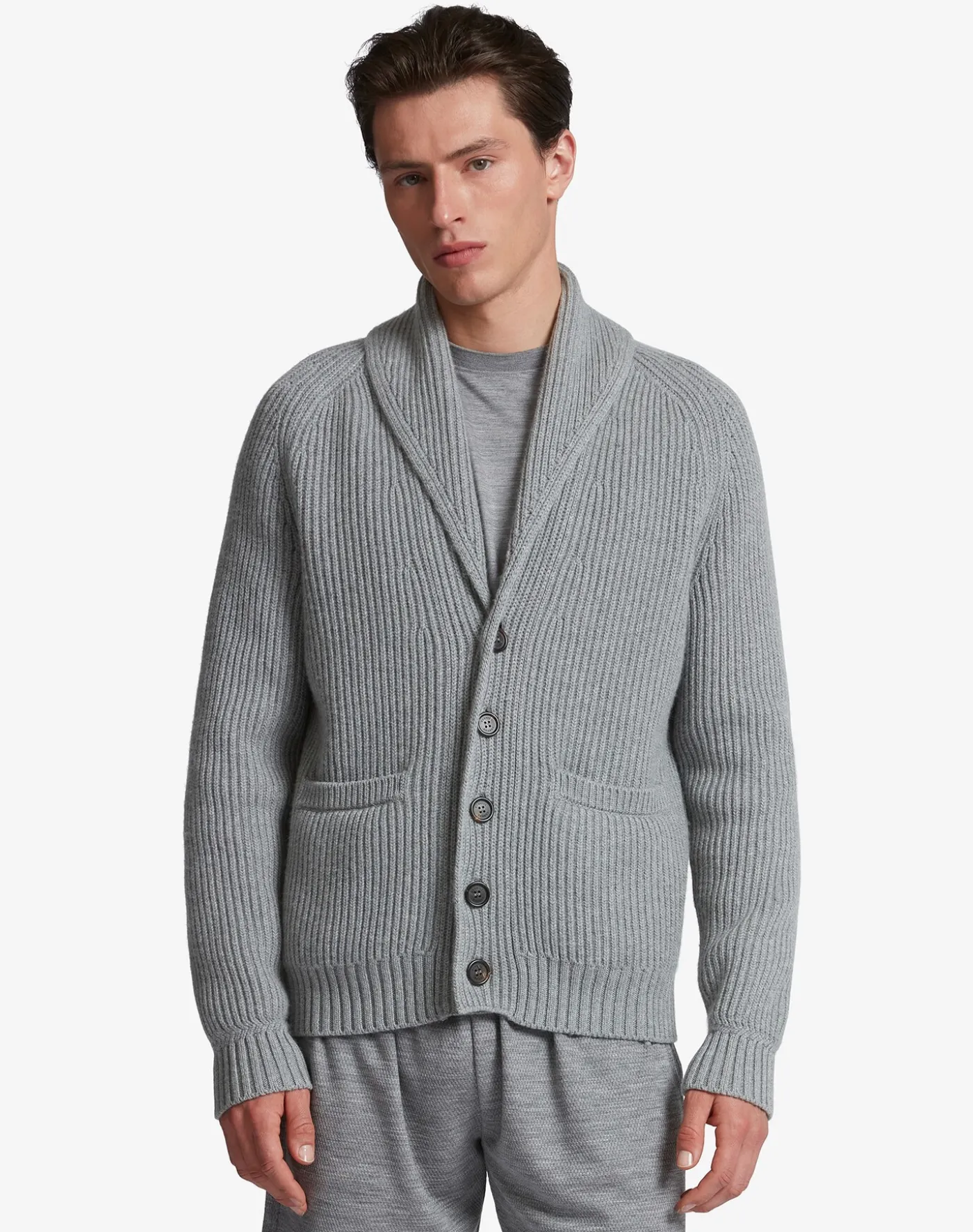 Cotton Cashmere Shawl Collar Cardigan