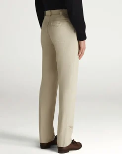 Cotton Micro Herringbone Single Pleat Tapered Chinos