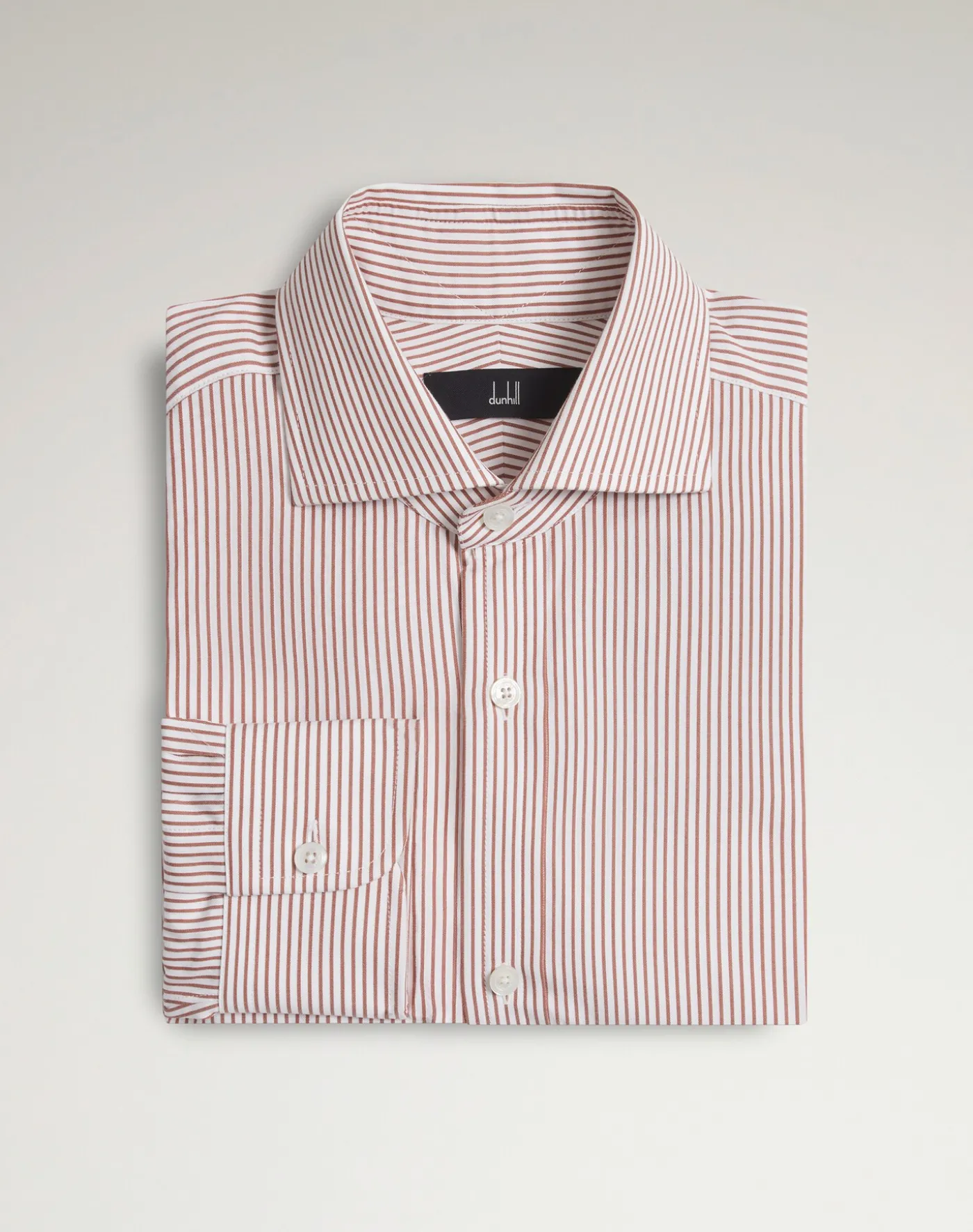 Cotton Pinstripe Long Sleeve Spread Collar Shirt