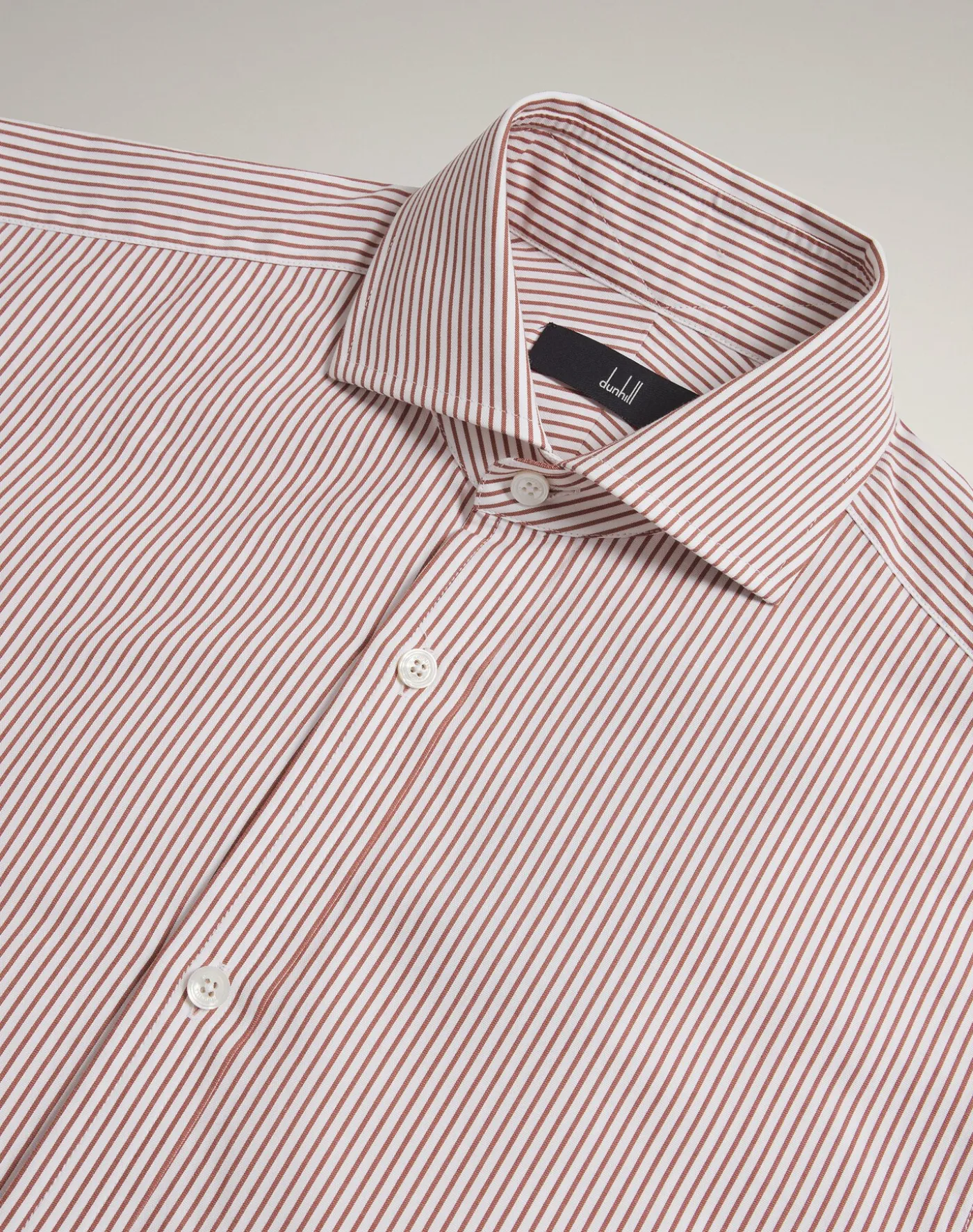 Cotton Pinstripe Long Sleeve Spread Collar Shirt