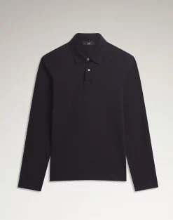 Cotton Silk Pique Long Sleeve Polo