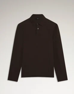 Cotton Silk Pique Long Sleeve Polo