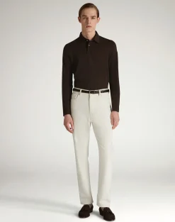Cotton Silk Pique Long Sleeve Polo