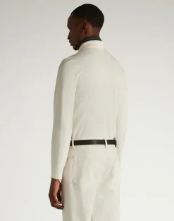 Cotton Silk Pique Long Sleeve Polo
