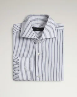 Cotton Stripe Long Sleeve Spread Collar Shirt