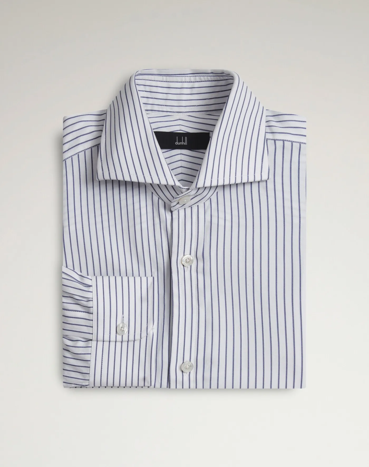 Cotton Stripe Long Sleeve Spread Collar Shirt