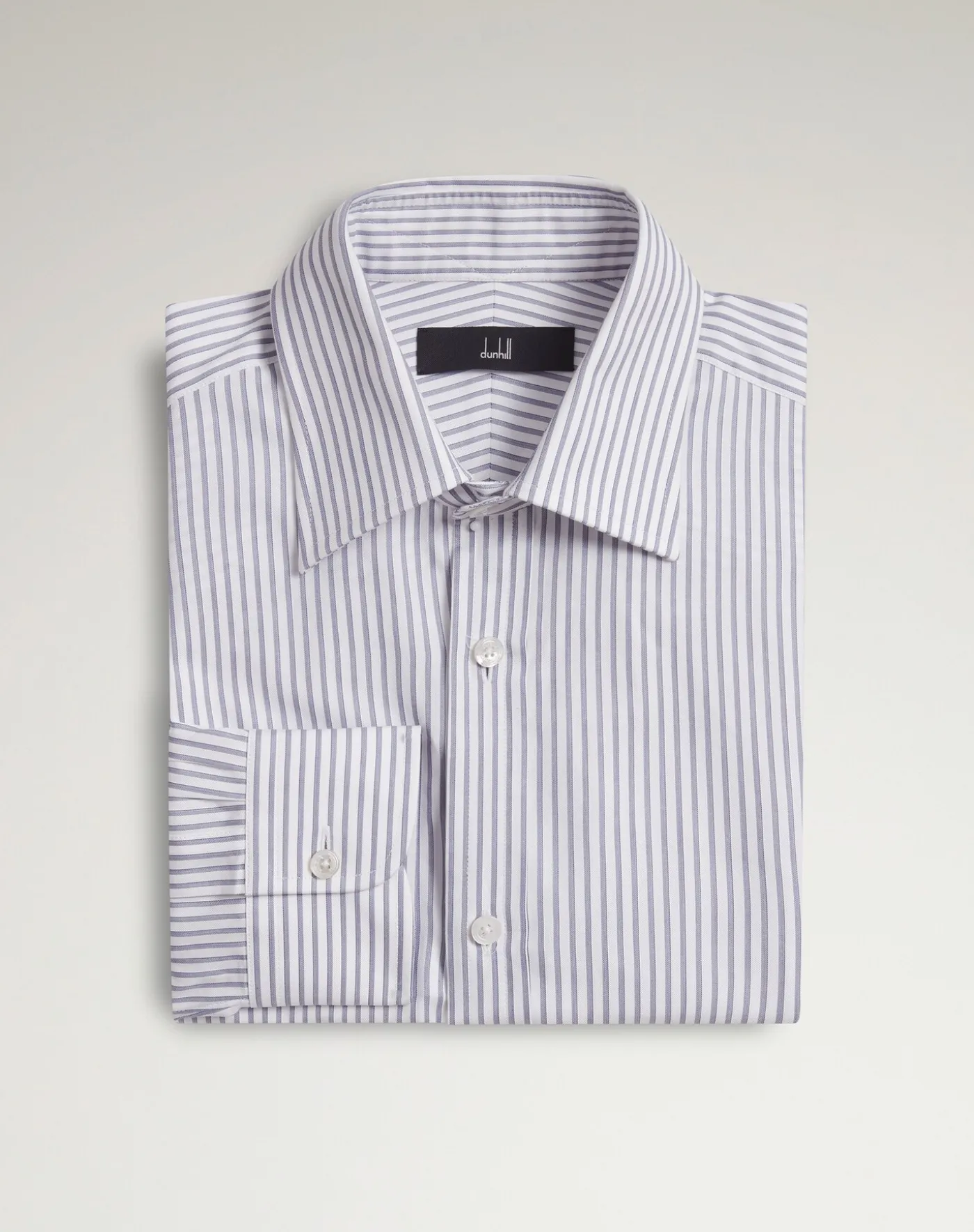 Cotton Stripe Long Sleeve Point Collar Shirt