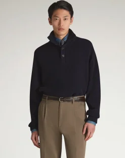 English Rib Cashmere 1/4 Button Jumper