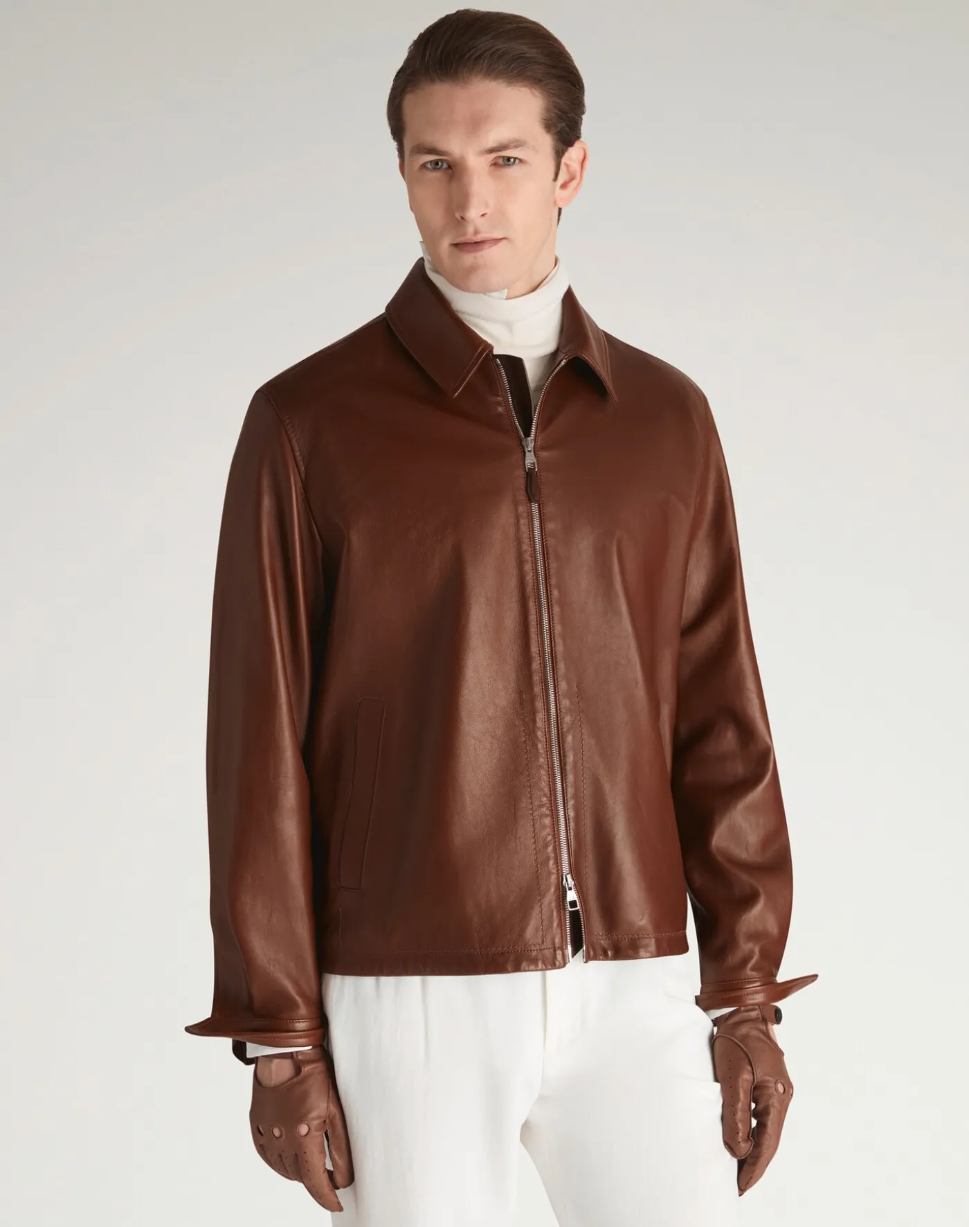 Leather Point Collar Blouson