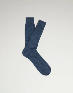 Linen Blend Melange Ribbed Sock