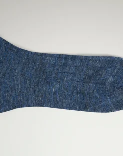 Linen Blend Melange Ribbed Sock