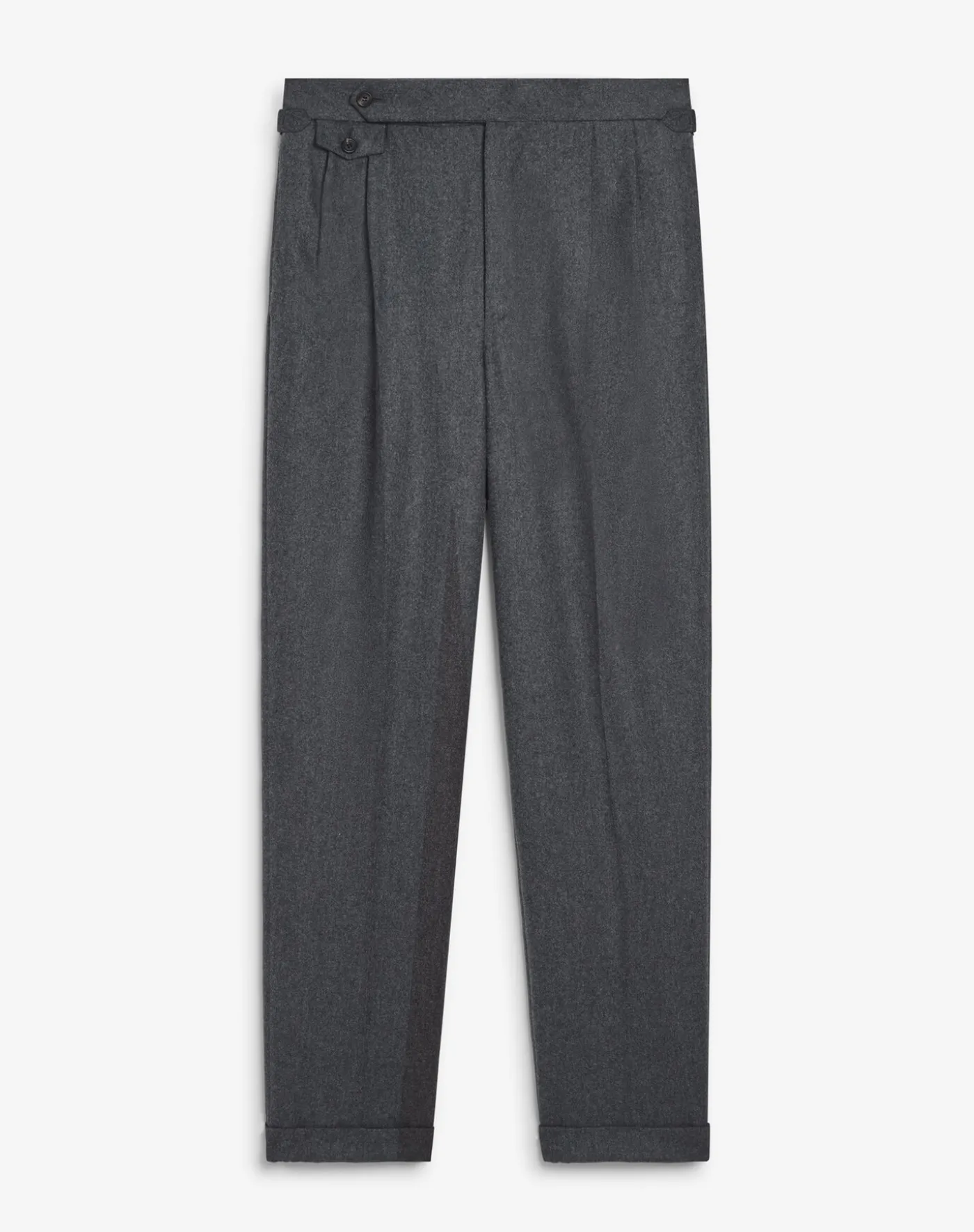 Melange Wool Cashmere Flannel Double Pleated Trousers