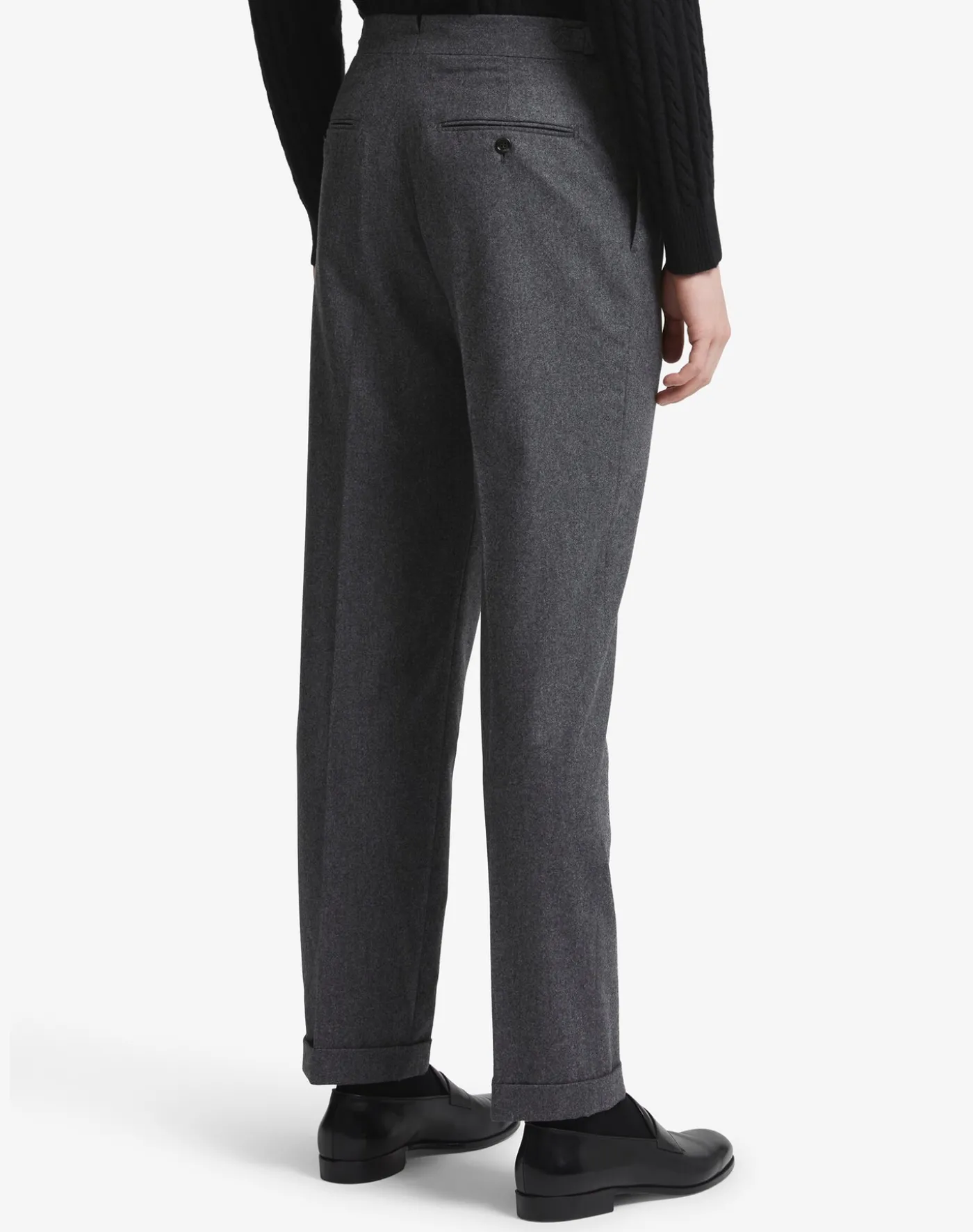 Melange Wool Cashmere Flannel Double Pleated Trousers