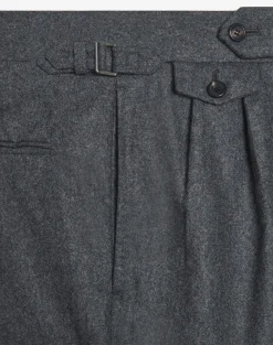 Melange Wool Cashmere Flannel Double Pleated Trousers