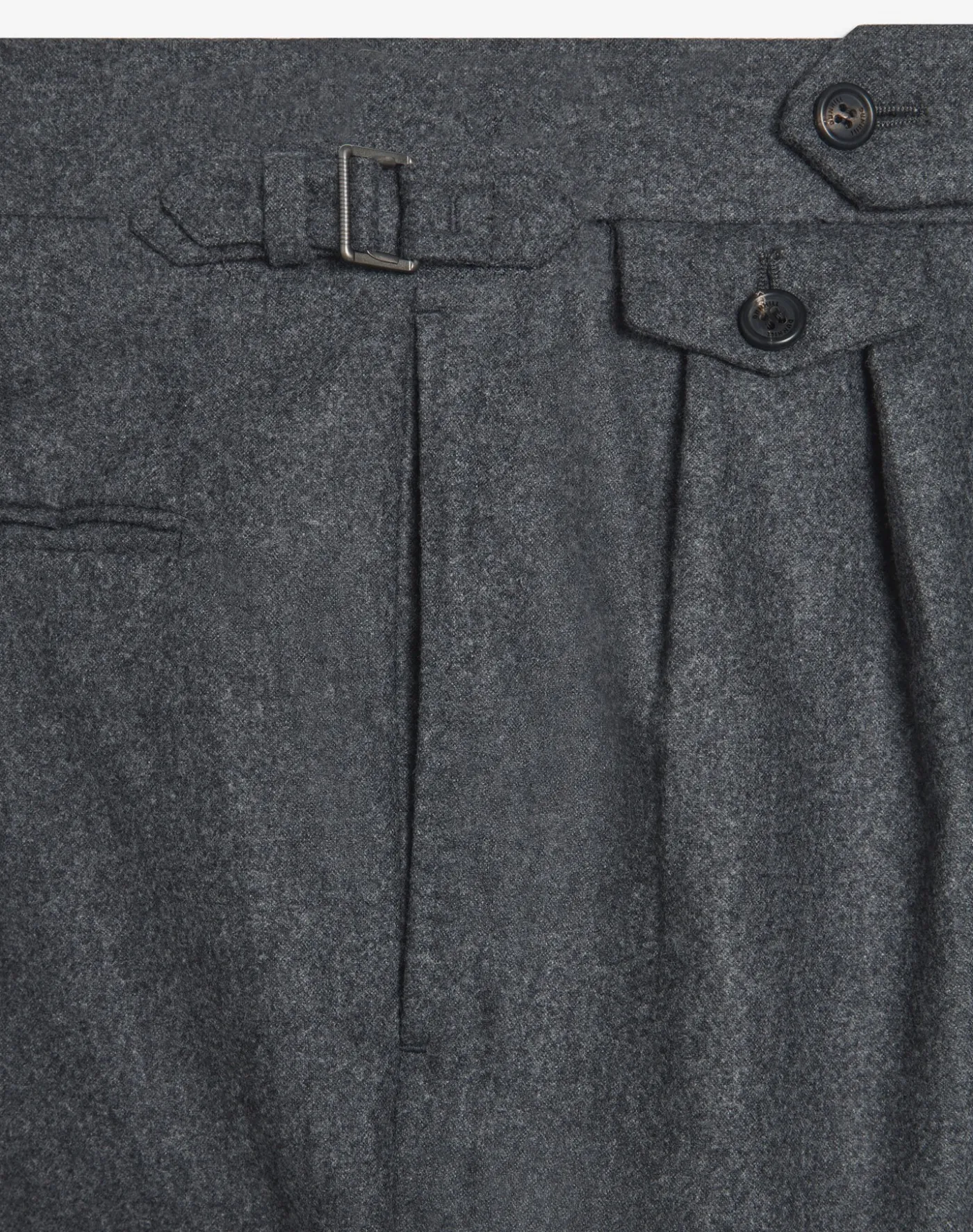 Melange Wool Cashmere Flannel Double Pleated Trousers