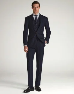 Merino Wool Chalkstripe Bourdon Single Breasted Jacket