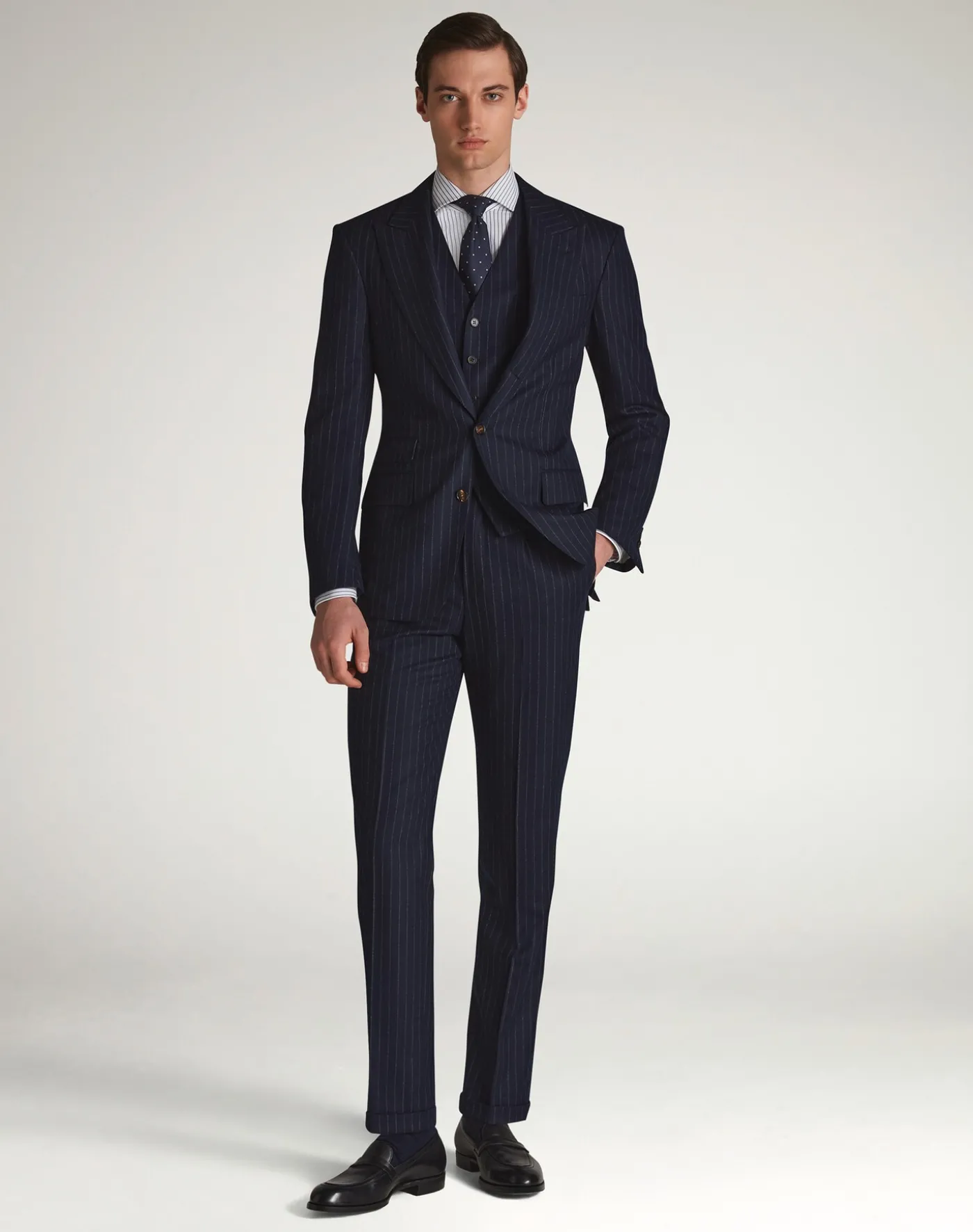 Merino Wool Chalkstripe Bourdon Single Breasted Jacket