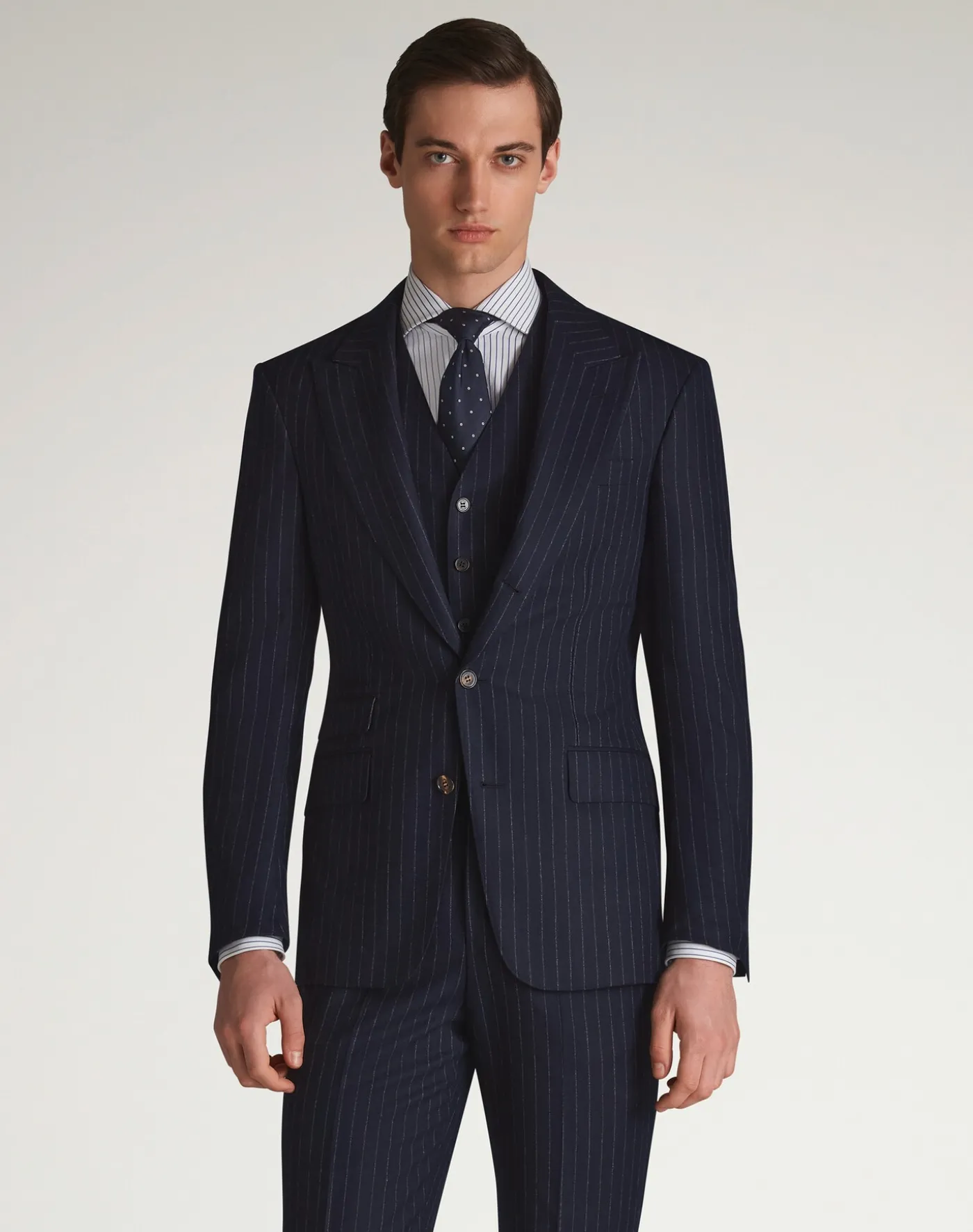 Merino Wool Chalkstripe Bourdon Single Breasted Jacket