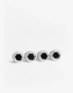 Onyx Hex Coin Dress Studs