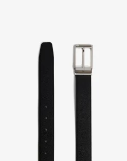Reversible 35mm Rectangular Roller Grain Leather Belt