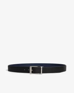 Reversible 35mm Rectangular Roller Grain Leather Belt