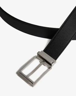 Reversible 35mm Rectangular Roller Grain Leather Belt