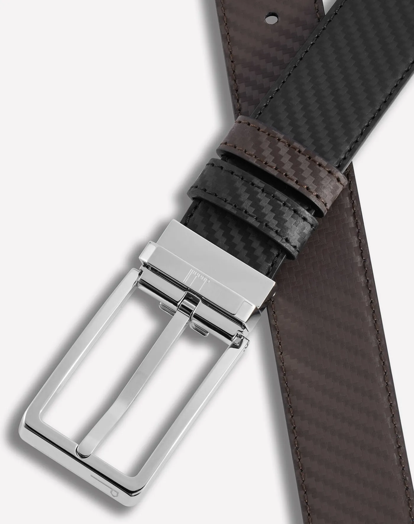 Reversible 30Mm Rounded Facet Buckle Chassis Leather Belt