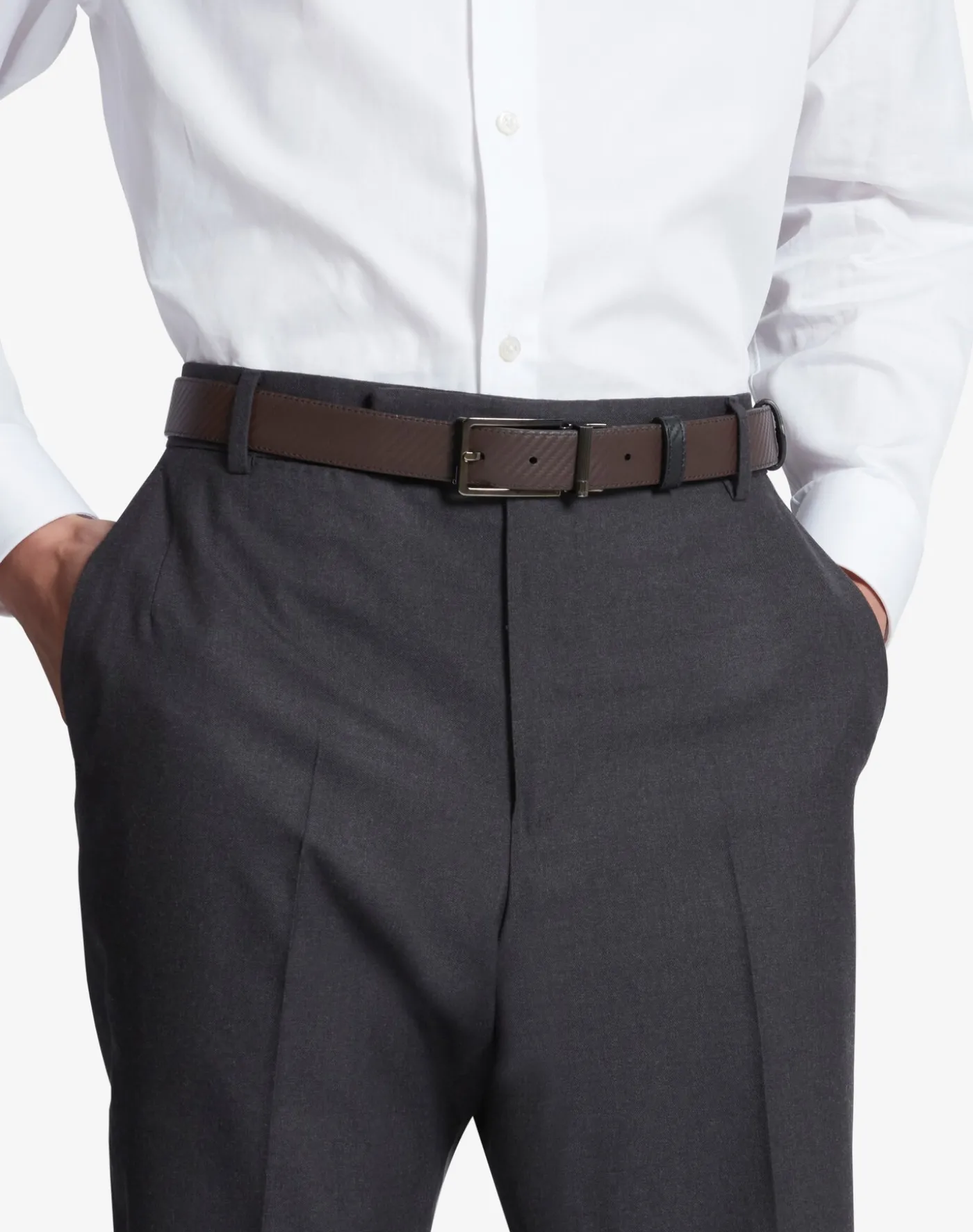 Reversible 30mm Rounded Roller Buckle Chassis Leather Belt