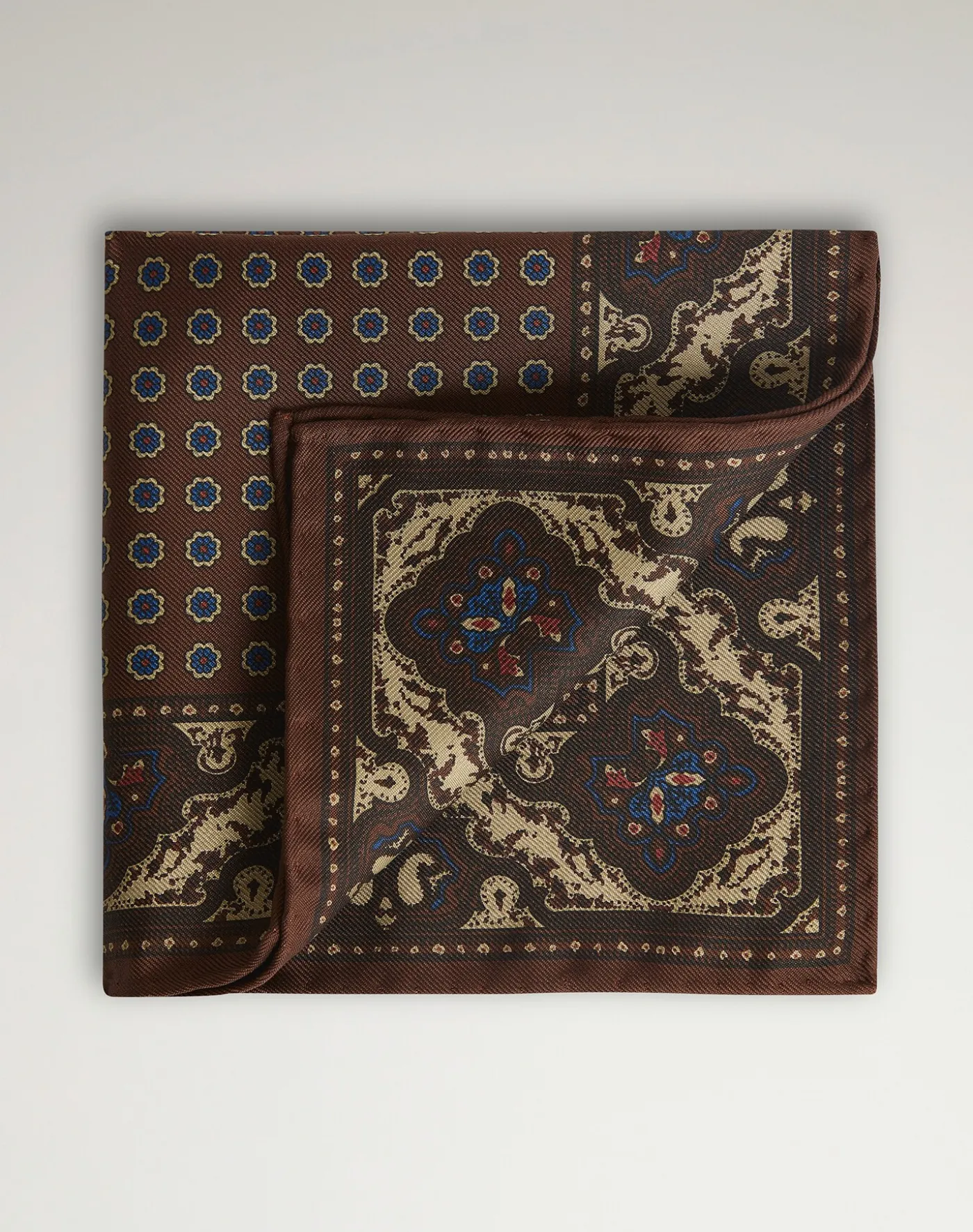 Silk Floral Medallion Screen Printed Pocket Square