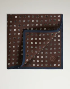 Silk Geometric Flower Medallion Pocket Square