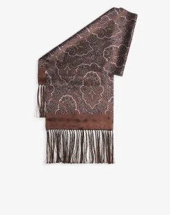 Silk Paisley Printed Evening Scarf