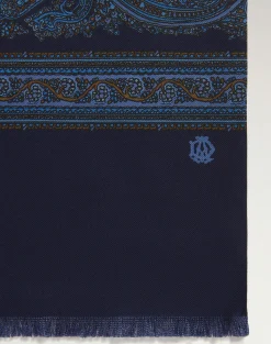 Silk Screen Printed Double Face Floral MedallionScarf