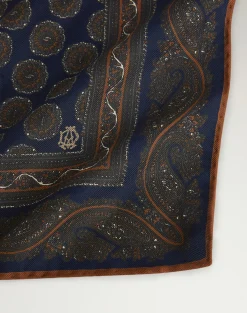 Silk Screen Printed Floral Medallion Pocket Square