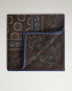 Silk Screen Printed Floral Medallion Pocket Square