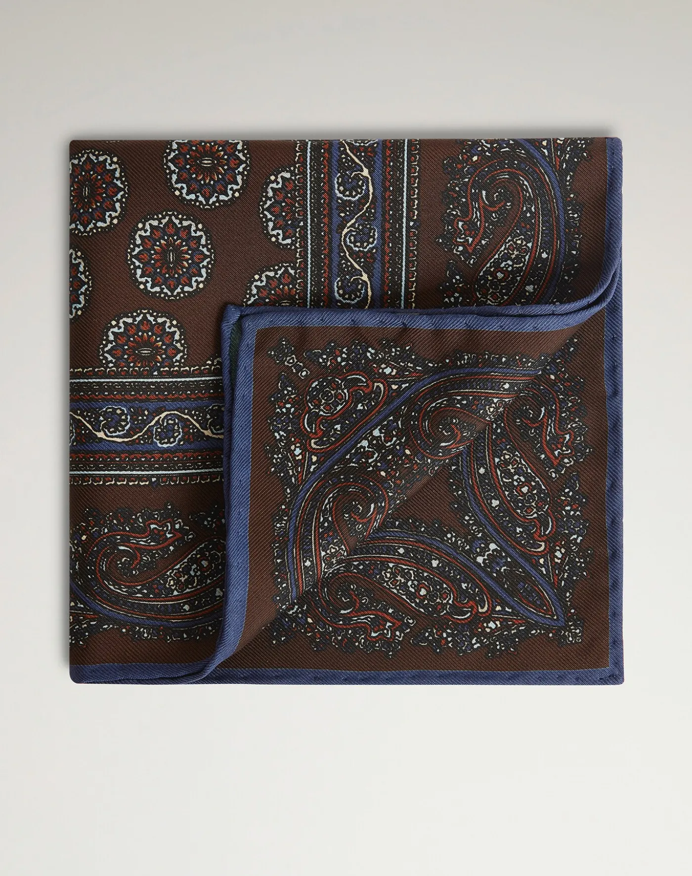 Silk Screen Printed Floral Medallion Pocket Square