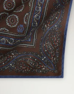 Silk Screen Printed Floral Medallion Pocket Square