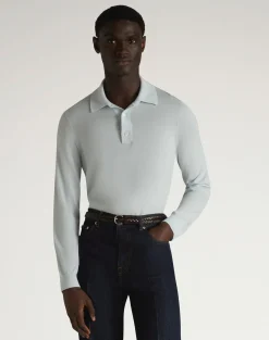 Superfine Cashmere Long Sleeve Polo