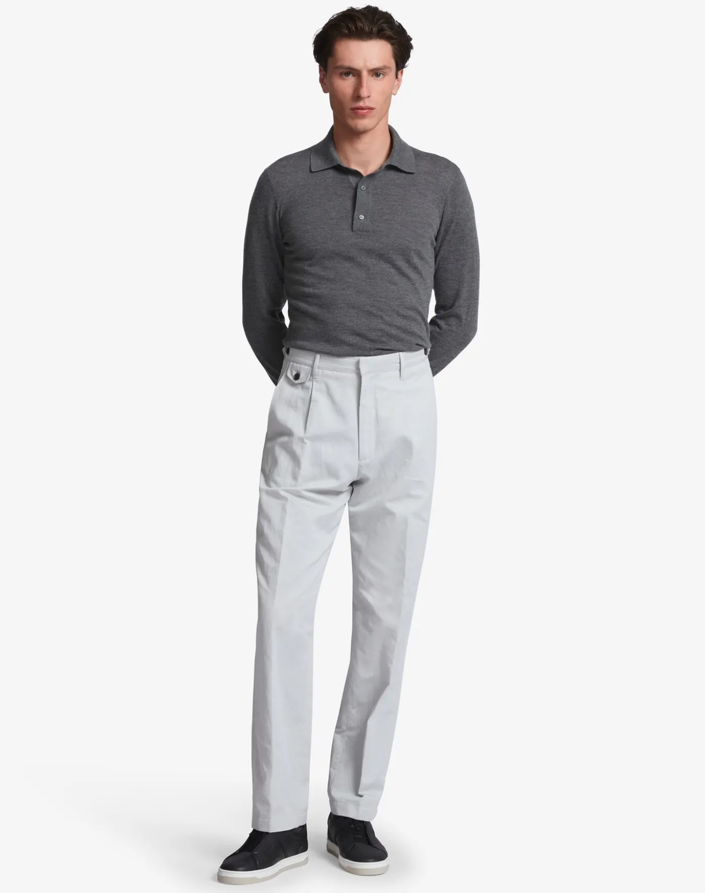 Superfine Cashmere Long Sleeve Polo